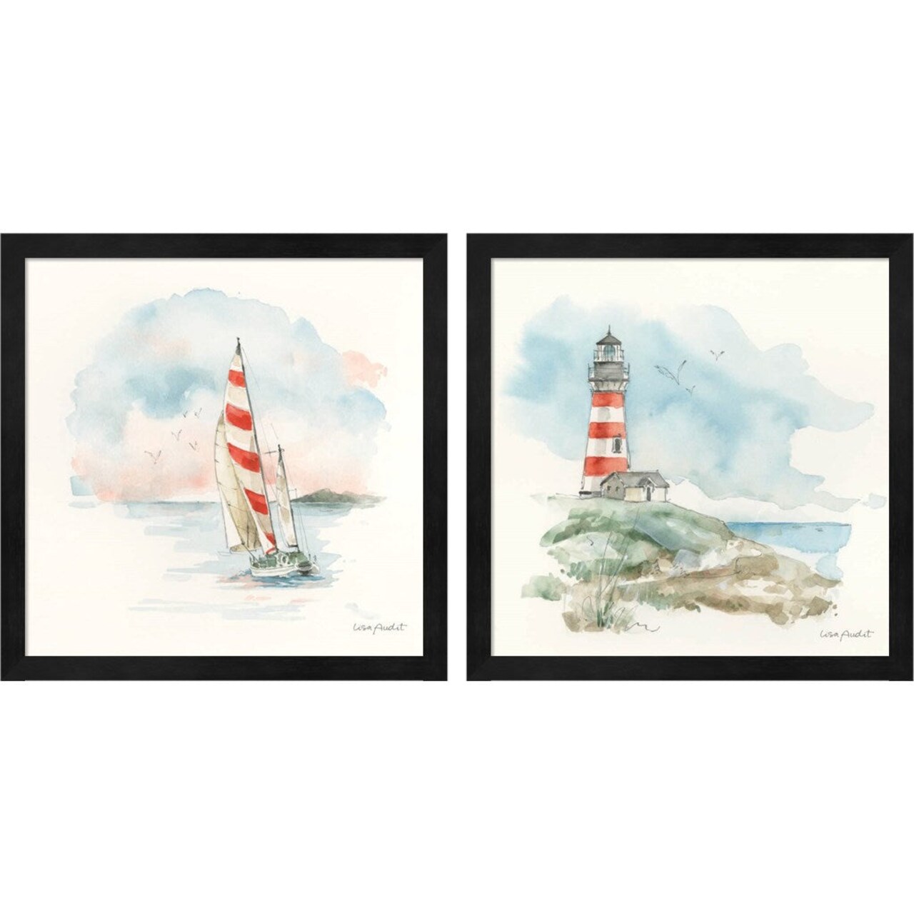 Seaside Journey A by Lisa Audit, 2 Piece Black Framed Art Set